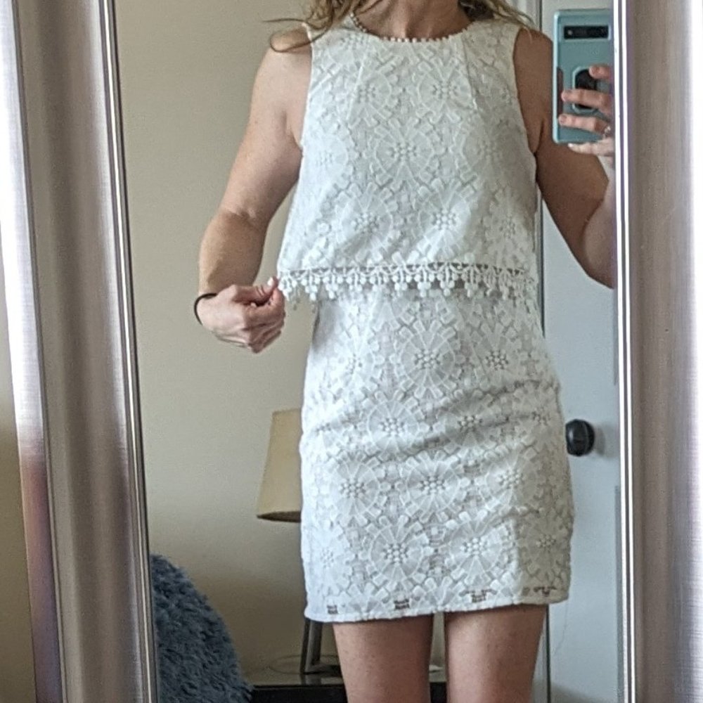 Adorable white lace top shop dress